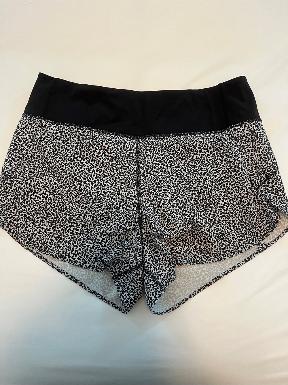 Athleta Black and White Leopard-Print Women's Athletic Shorts